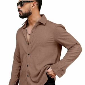 Men's Regular Fit Poly Popcorn Casual Shirt
